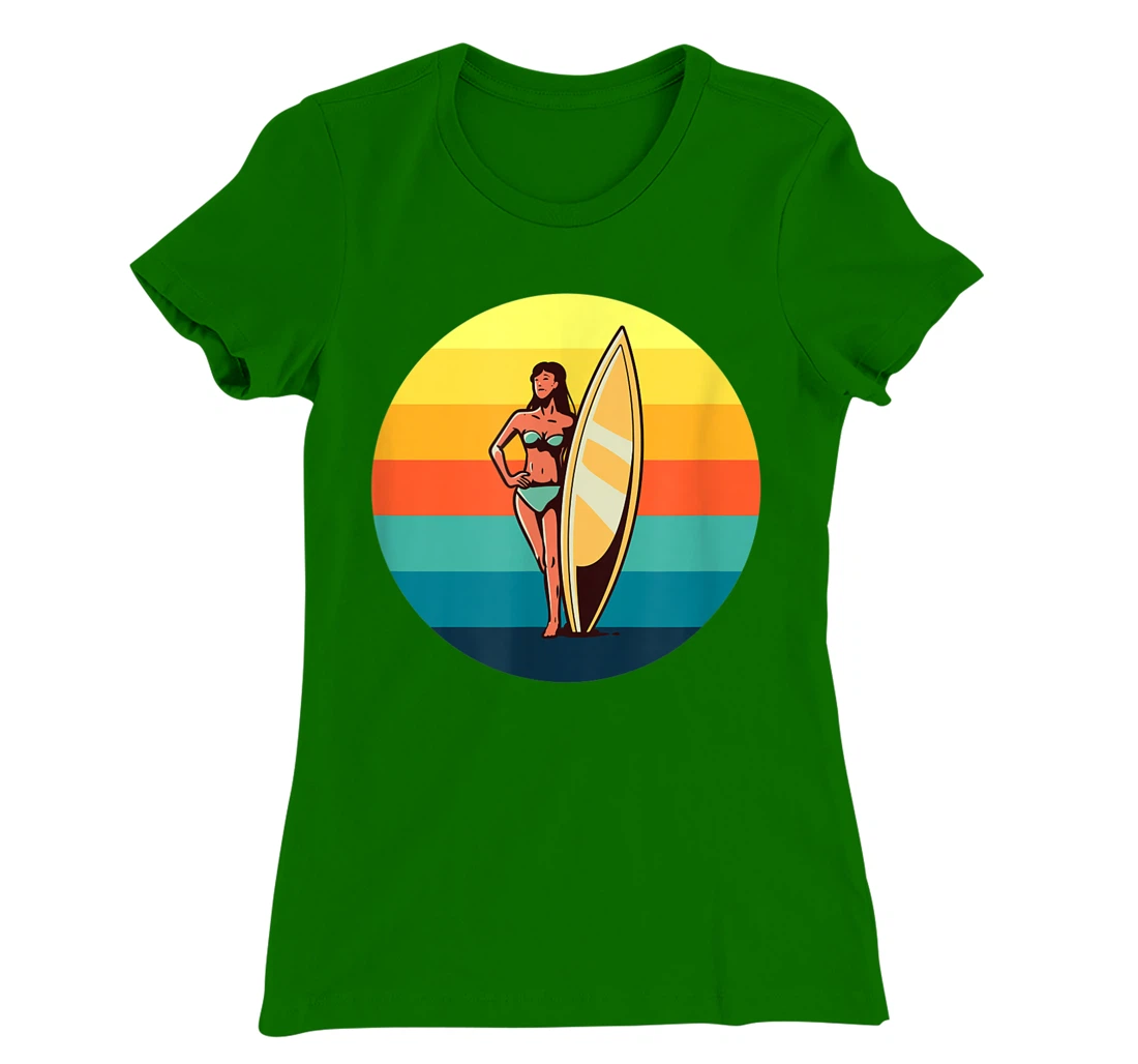 Womens Retro Surfer Girl Sunrise Sunset for Ocean and Surf Lover T-Shirt, Kid T-Shirt and Women T-Shirt