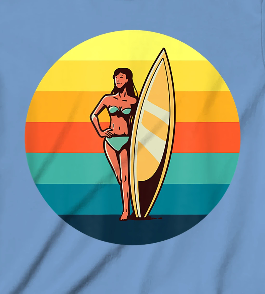 Womens Retro Surfer Girl Sunrise Sunset for Ocean and Surf Lover T-Shirt, Kid T-Shirt and Women T-Shirt