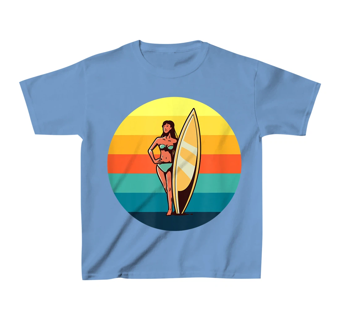 Womens Retro Surfer Girl Sunrise Sunset for Ocean and Surf Lover T-Shirt, Kid T-Shirt and Women T-Shirt