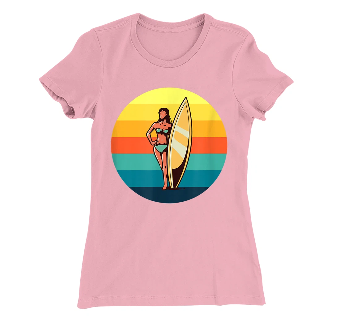 Womens Retro Surfer Girl Sunrise Sunset for Ocean and Surf Lover T-Shirt, Kid T-Shirt and Women T-Shirt
