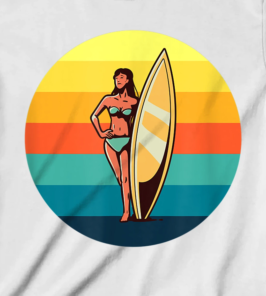 Womens Retro Surfer Girl Sunrise Sunset for Ocean and Surf Lover T-Shirt, Kid T-Shirt and Women T-Shirt