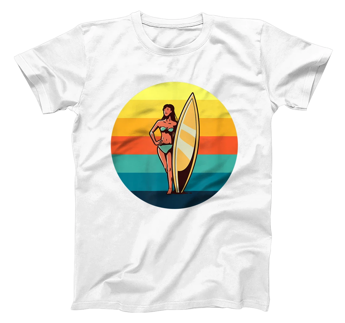 Womens Retro Surfer Girl Sunrise Sunset for Ocean and Surf Lover T-Shirt, Kid T-Shirt and Women T-Shirt