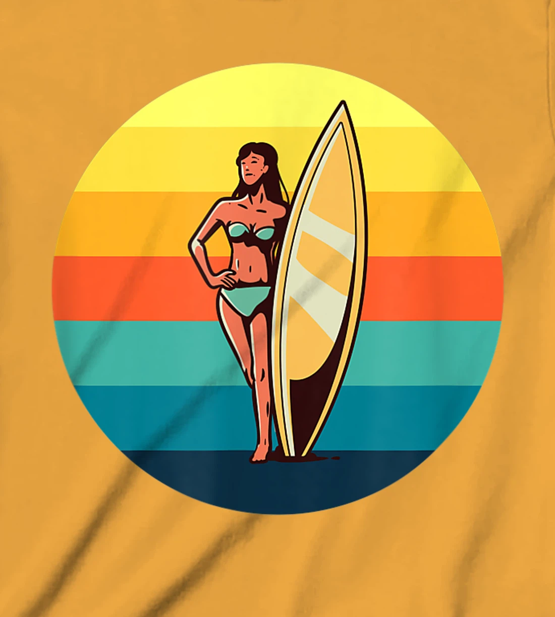 Womens Retro Surfer Girl Sunrise Sunset for Ocean and Surf Lover T-Shirt, Kid T-Shirt and Women T-Shirt
