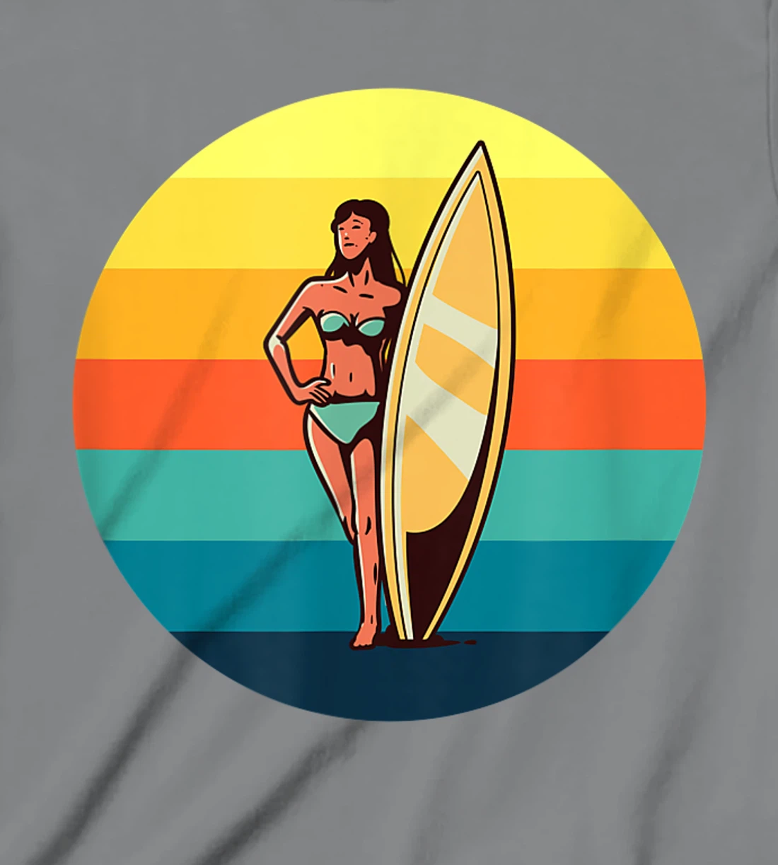Womens Retro Surfer Girl Sunrise Sunset for Ocean and Surf Lover T-Shirt, Kid T-Shirt and Women T-Shirt