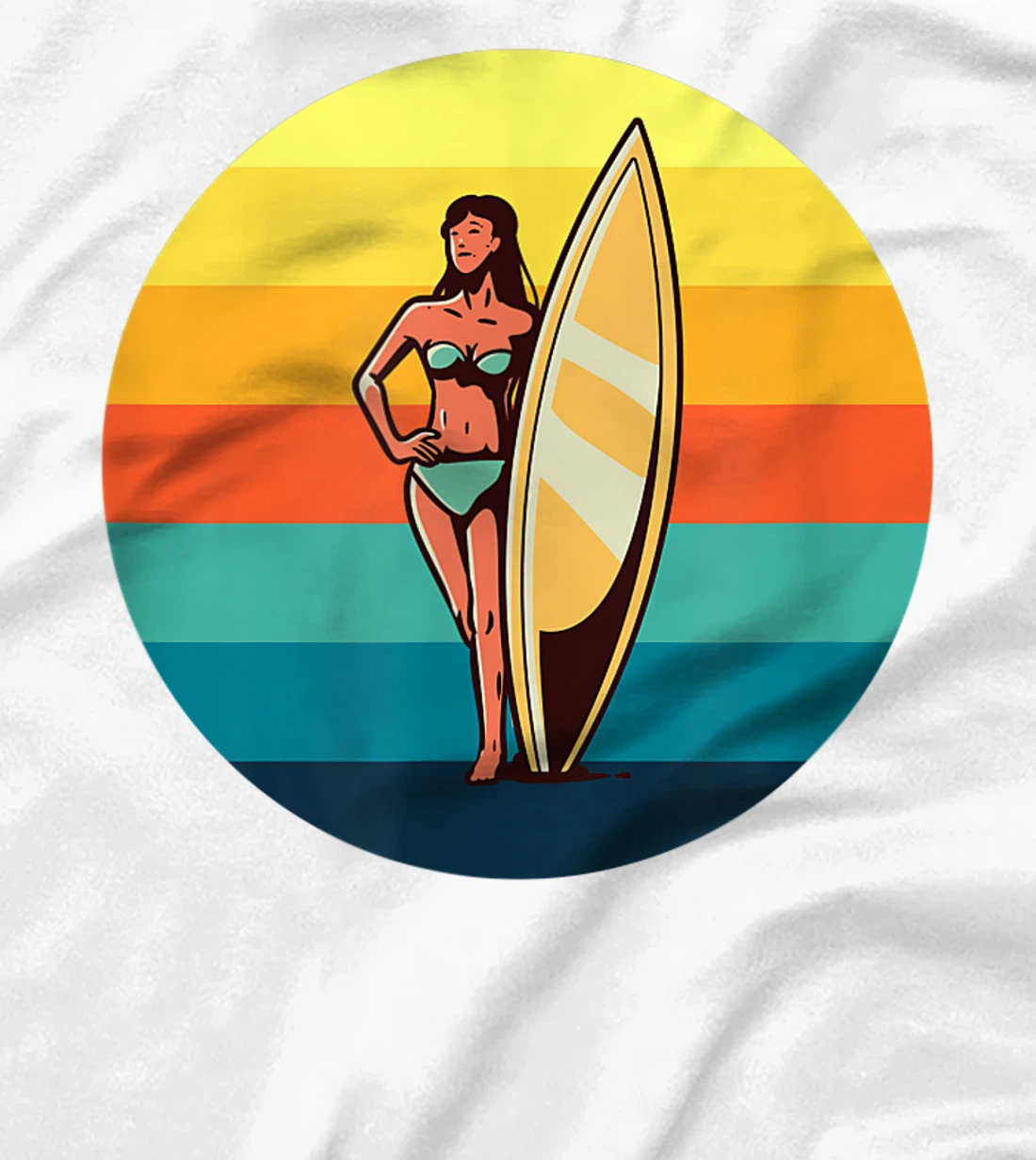 Womens Retro Surfer Girl Sunrise Sunset for Ocean and Surf Lover T-Shirt, Kid T-Shirt and Women T-Shirt