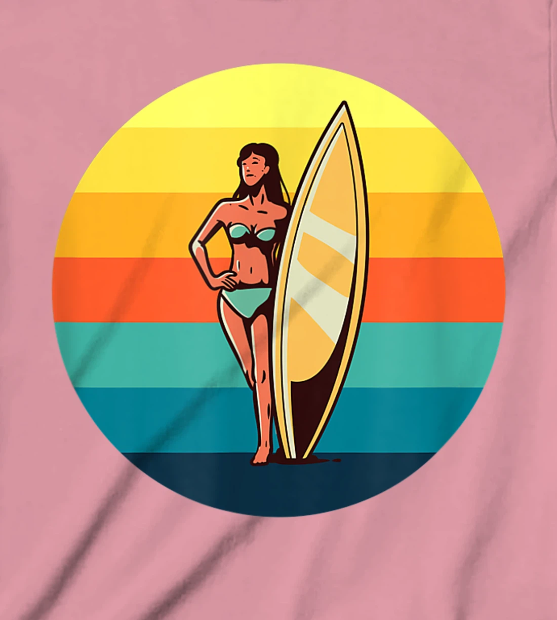 Womens Retro Surfer Girl Sunrise Sunset for Ocean and Surf Lover T-Shirt, Kid T-Shirt and Women T-Shirt