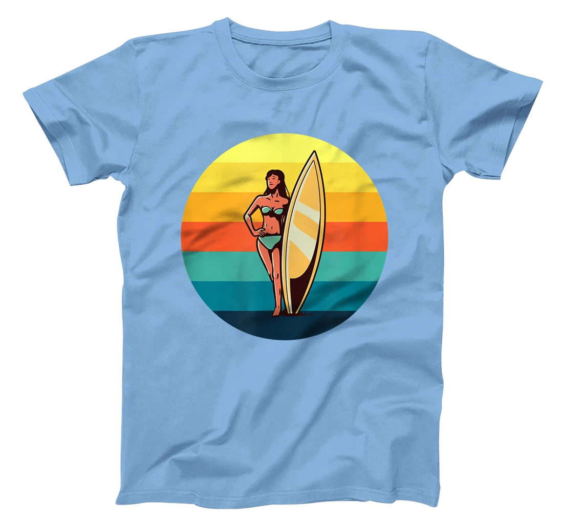 Womens Retro Surfer Girl Sunrise Sunset for Ocean and Surf Lover T-Shirt, Kid T-Shirt and Women T-Shirt