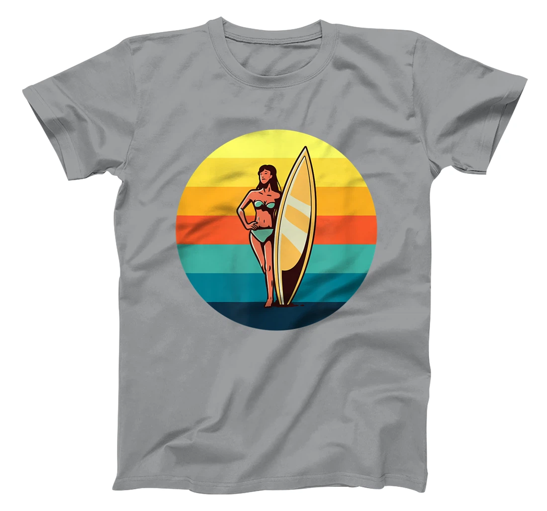 Womens Retro Surfer Girl Sunrise Sunset for Ocean and Surf Lover T-Shirt, Kid T-Shirt and Women T-Shirt