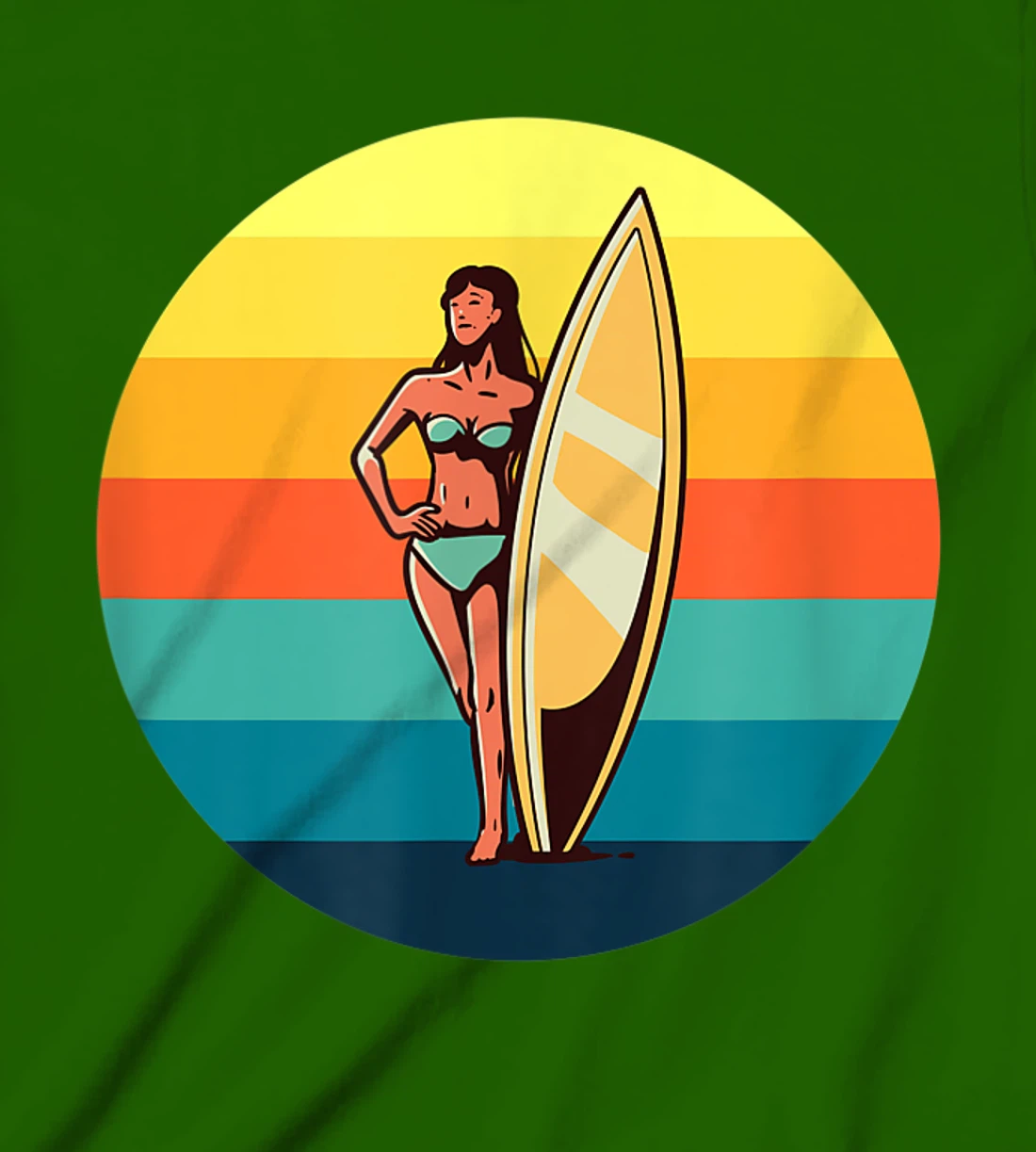 Womens Retro Surfer Girl Sunrise Sunset for Ocean and Surf Lover T-Shirt, Kid T-Shirt and Women T-Shirt