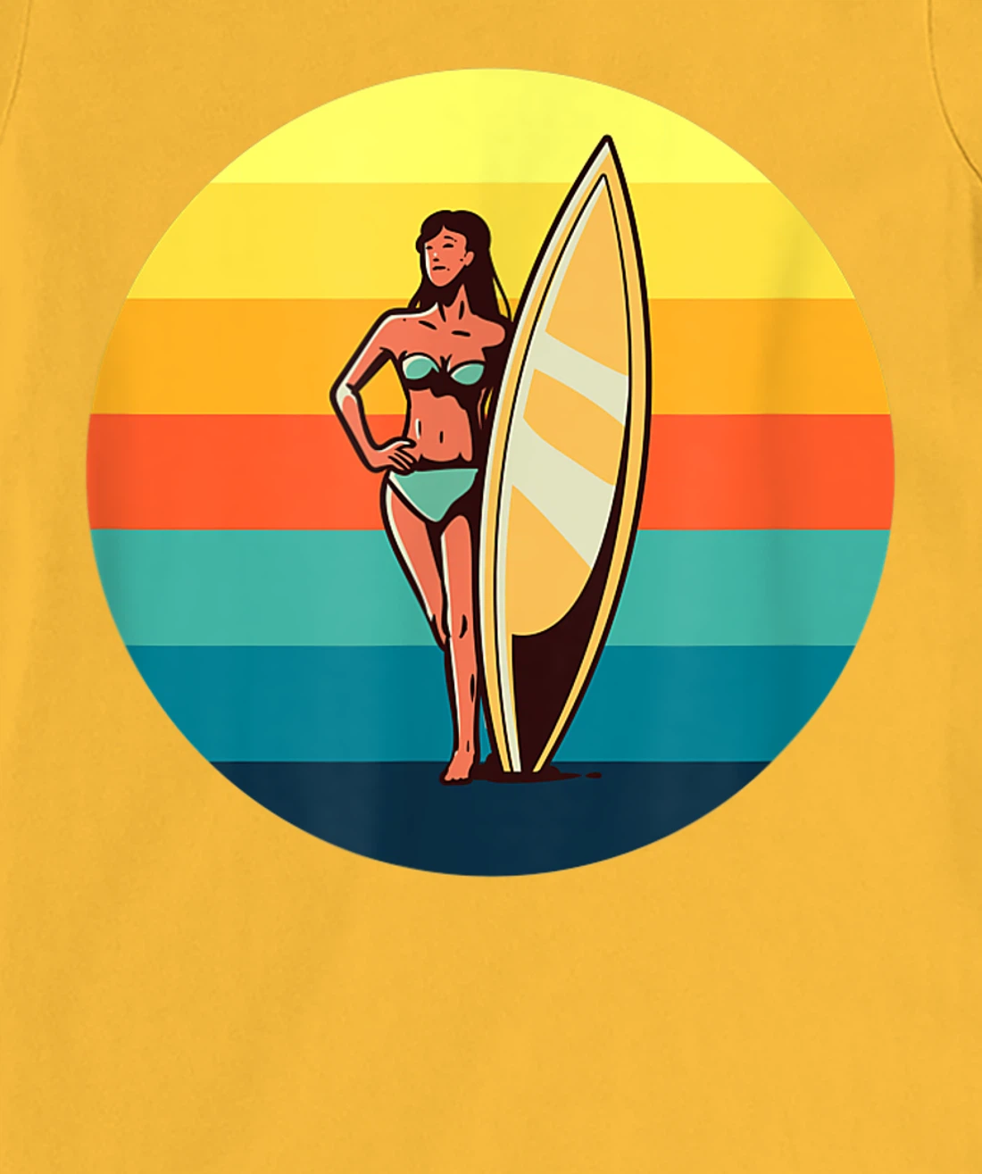 Womens Retro Surfer Girl Sunrise Sunset for Ocean and Surf Lover T-Shirt, Kid T-Shirt and Women T-Shirt