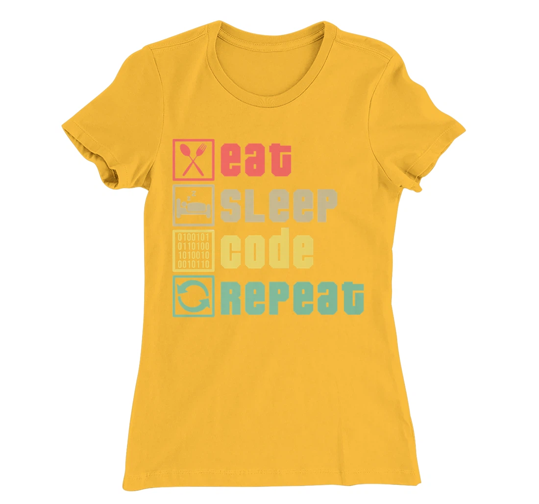 Womens Eat Sleep Code Repeat Coder Programmer Software Developer T-Shirt, Women T-Shirt