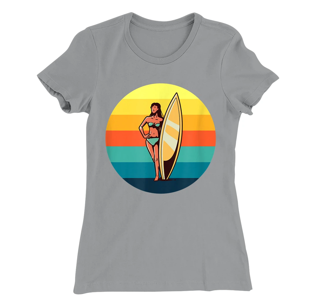 Womens Retro Surfer Girl Sunrise Sunset for Ocean and Surf Lover T-Shirt, Kid T-Shirt and Women T-Shirt