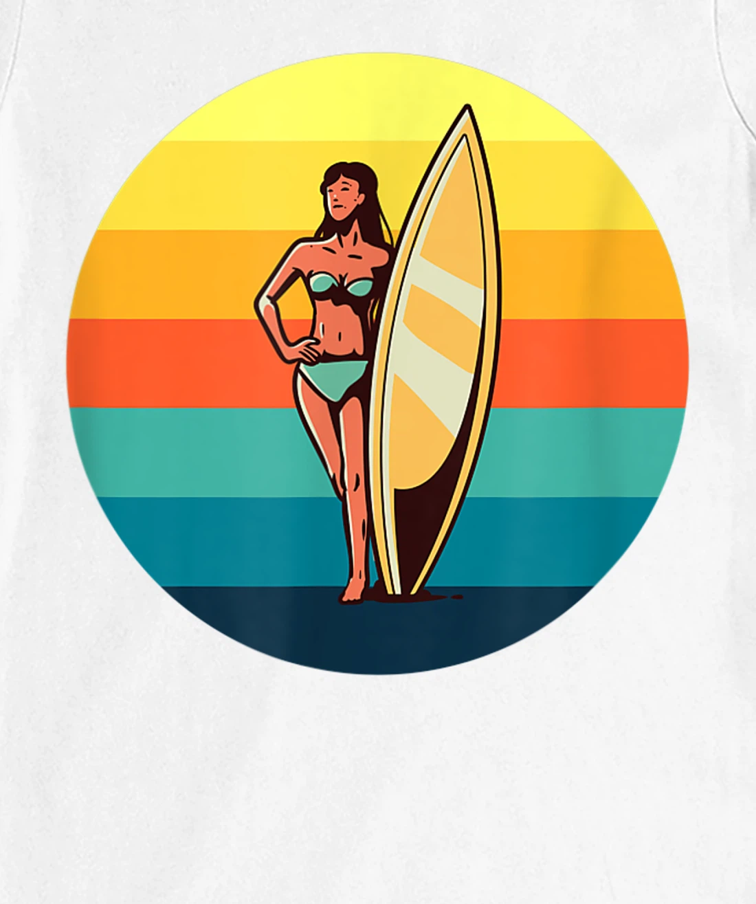 Womens Retro Surfer Girl Sunrise Sunset for Ocean and Surf Lover T-Shirt, Kid T-Shirt and Women T-Shirt