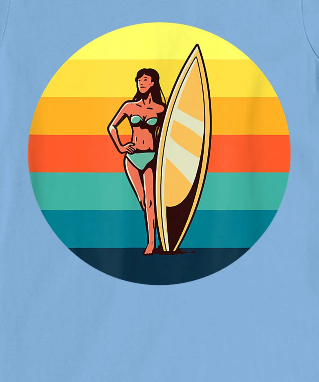 Womens Retro Surfer Girl Sunrise Sunset for Ocean and Surf Lover T-Shirt, Kid T-Shirt and Women T-Shirt