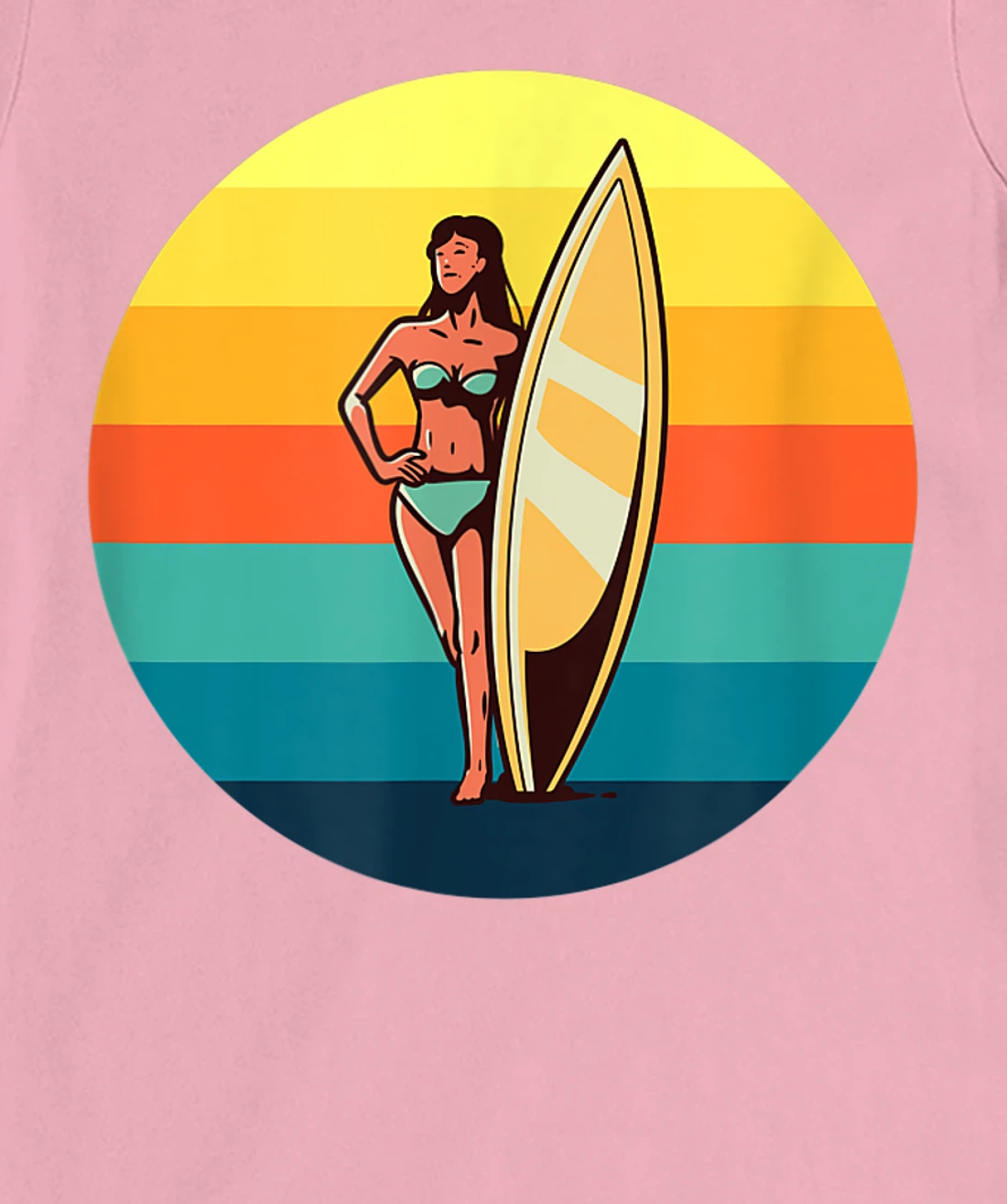 Womens Retro Surfer Girl Sunrise Sunset for Ocean and Surf Lover T-Shirt, Kid T-Shirt and Women T-Shirt