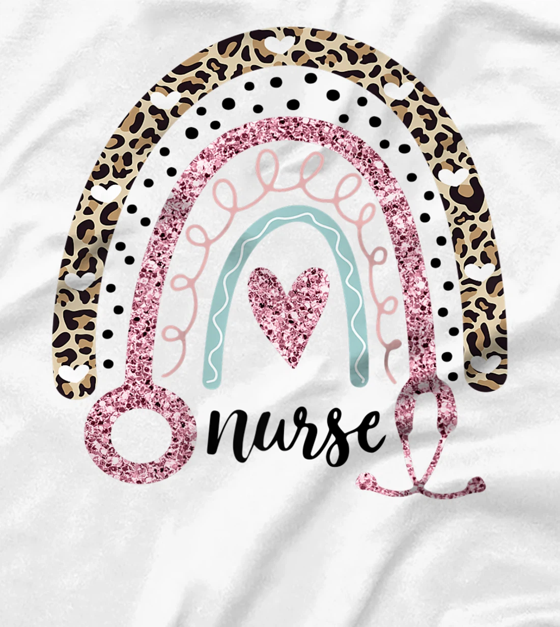 Womens Nurse Leopard Print Rainbow, Funny Nursing T-Shirt, Women T-Shirt