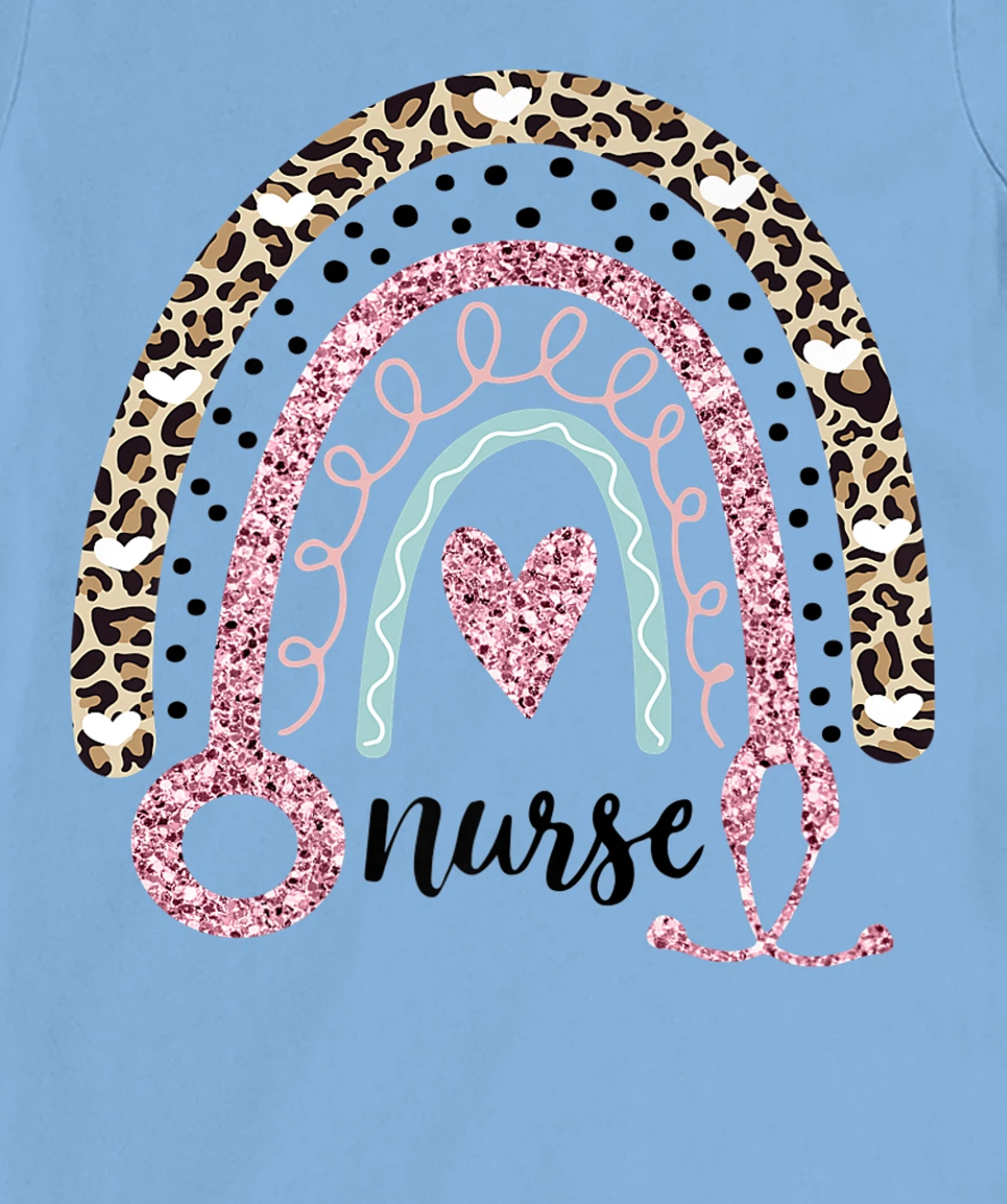 Womens Nurse Leopard Print Rainbow, Funny Nursing T-Shirt, Women T-Shirt