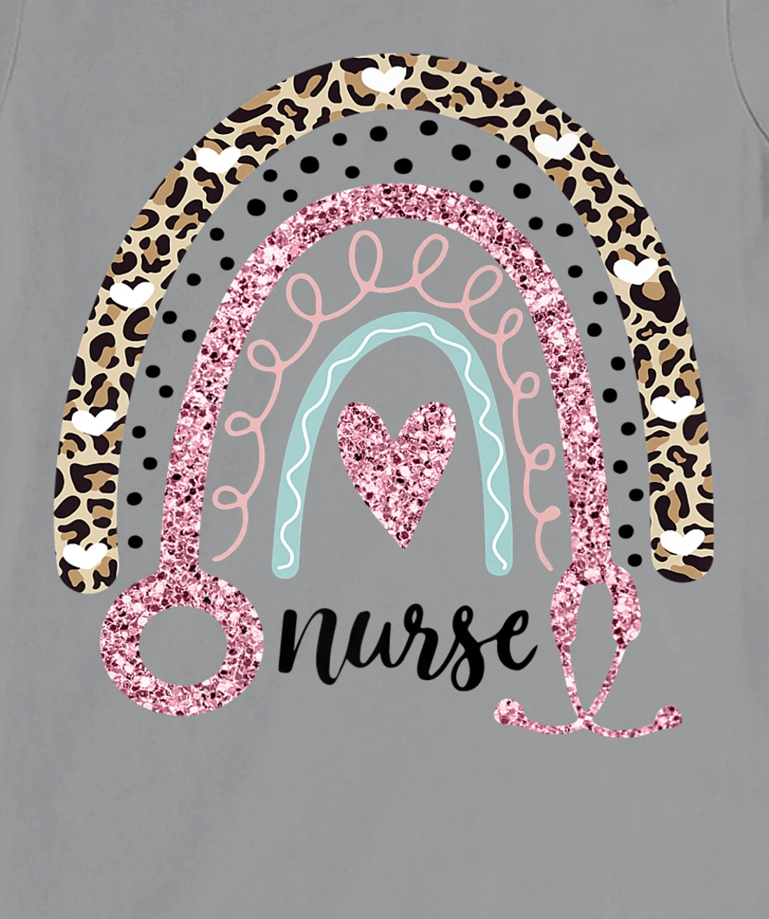 Womens Nurse Leopard Print Rainbow, Funny Nursing T-Shirt, Women T-Shirt