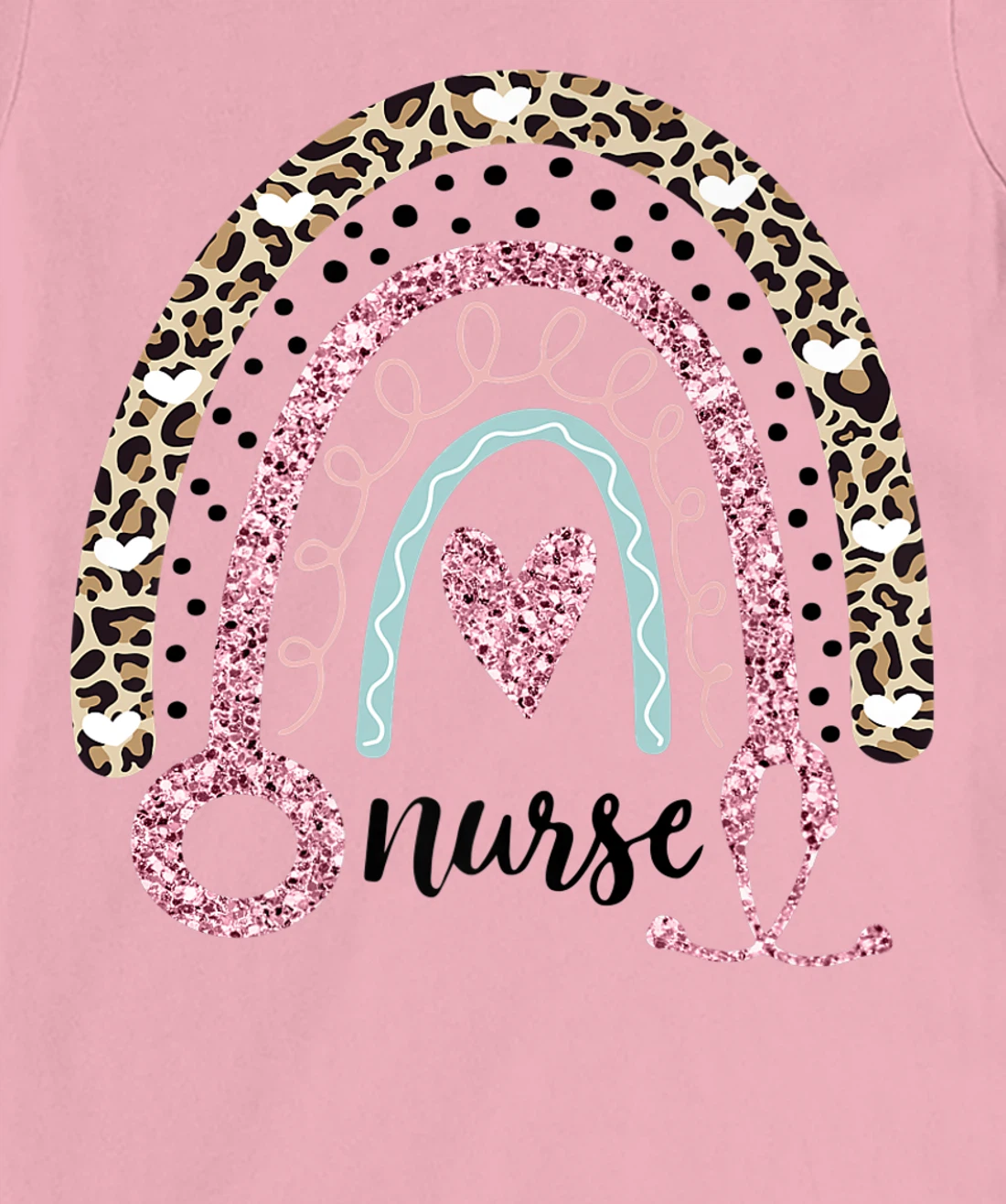 Womens Nurse Leopard Print Rainbow, Funny Nursing T-Shirt, Women T-Shirt