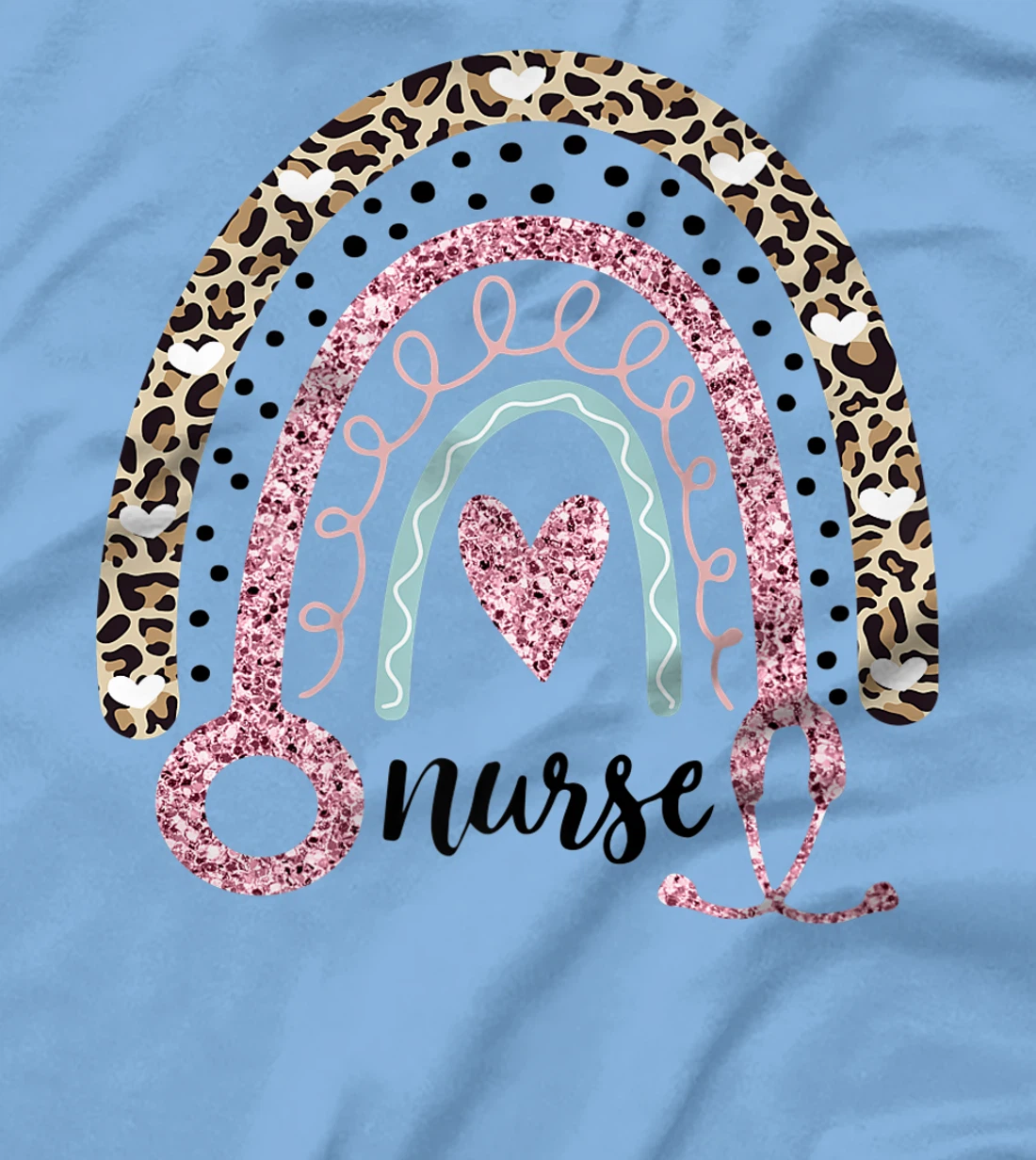 Womens Nurse Leopard Print Rainbow, Funny Nursing T-Shirt, Women T-Shirt