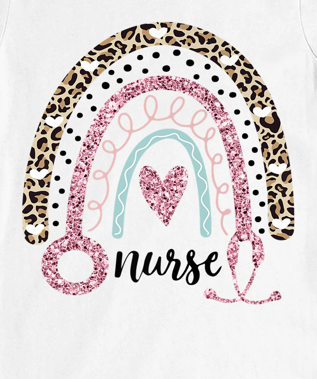 Womens Nurse Leopard Print Rainbow, Funny Nursing T-Shirt, Women T-Shirt