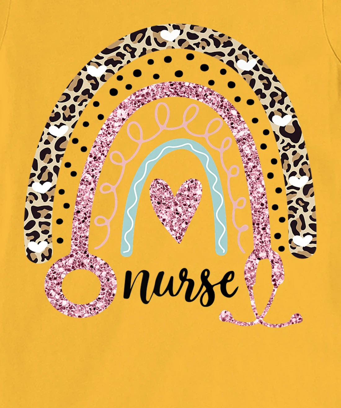 Womens Nurse Leopard Print Rainbow, Funny Nursing T-Shirt, Women T-Shirt