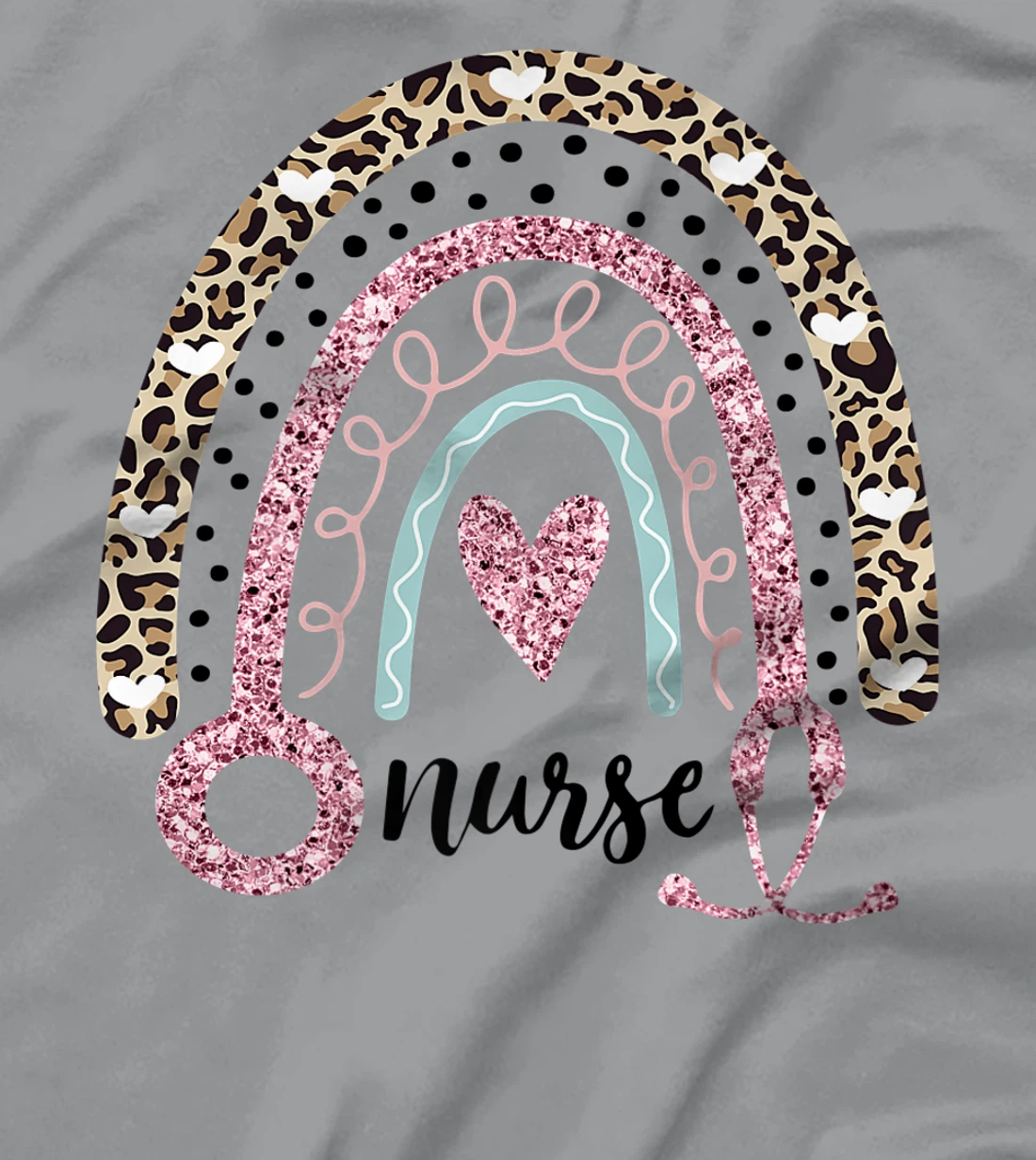 Womens Nurse Leopard Print Rainbow, Funny Nursing T-Shirt, Women T-Shirt