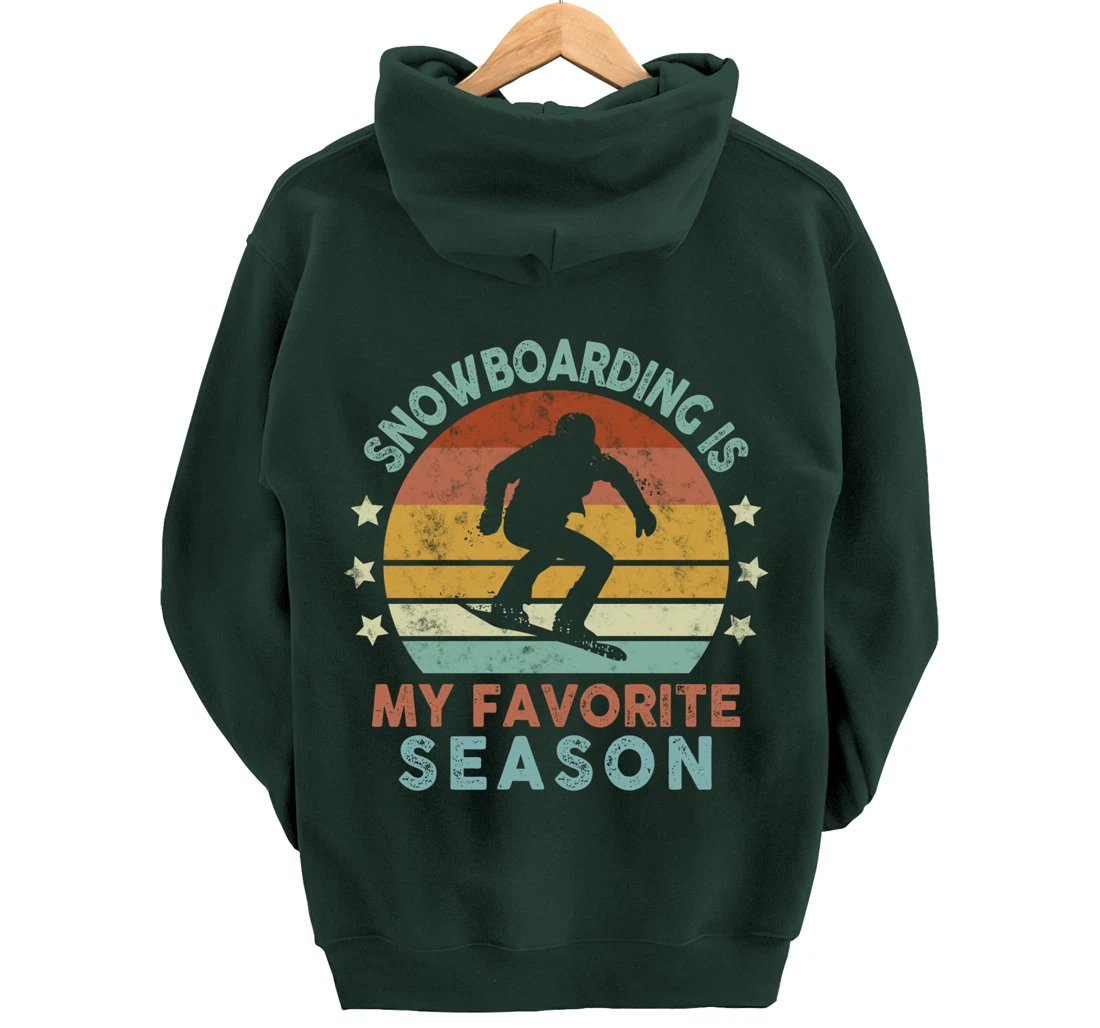 Snowboarding Is My Favorite Season Winter Ice Sports Retro Pullover Hoodie