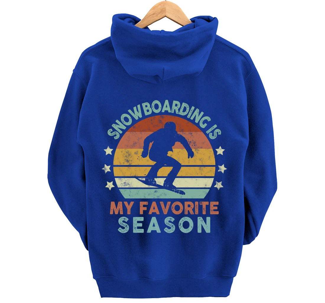 Snowboarding Is My Favorite Season Winter Ice Sports Retro Pullover Hoodie