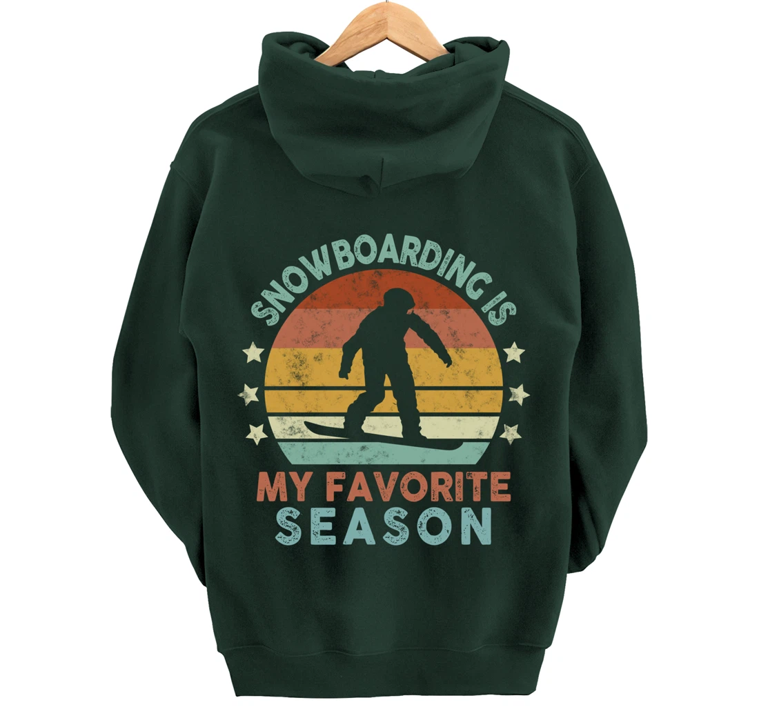 Snowboarding Is My Favorite Season Winter Ice Sports Retro Pullover Hoodie