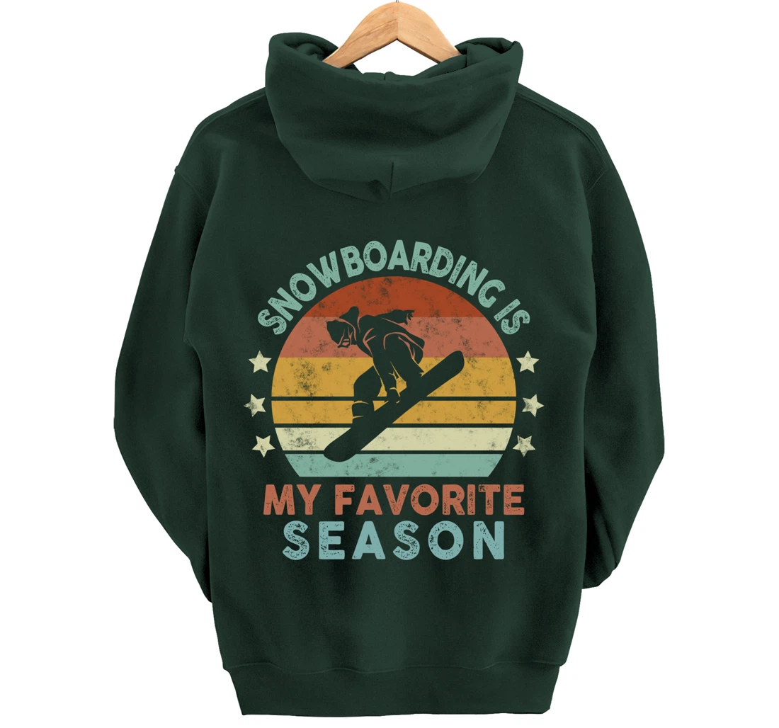 Snowboarding Is My Favorite Season Winter Ice Sports Retro Pullover Hoodie