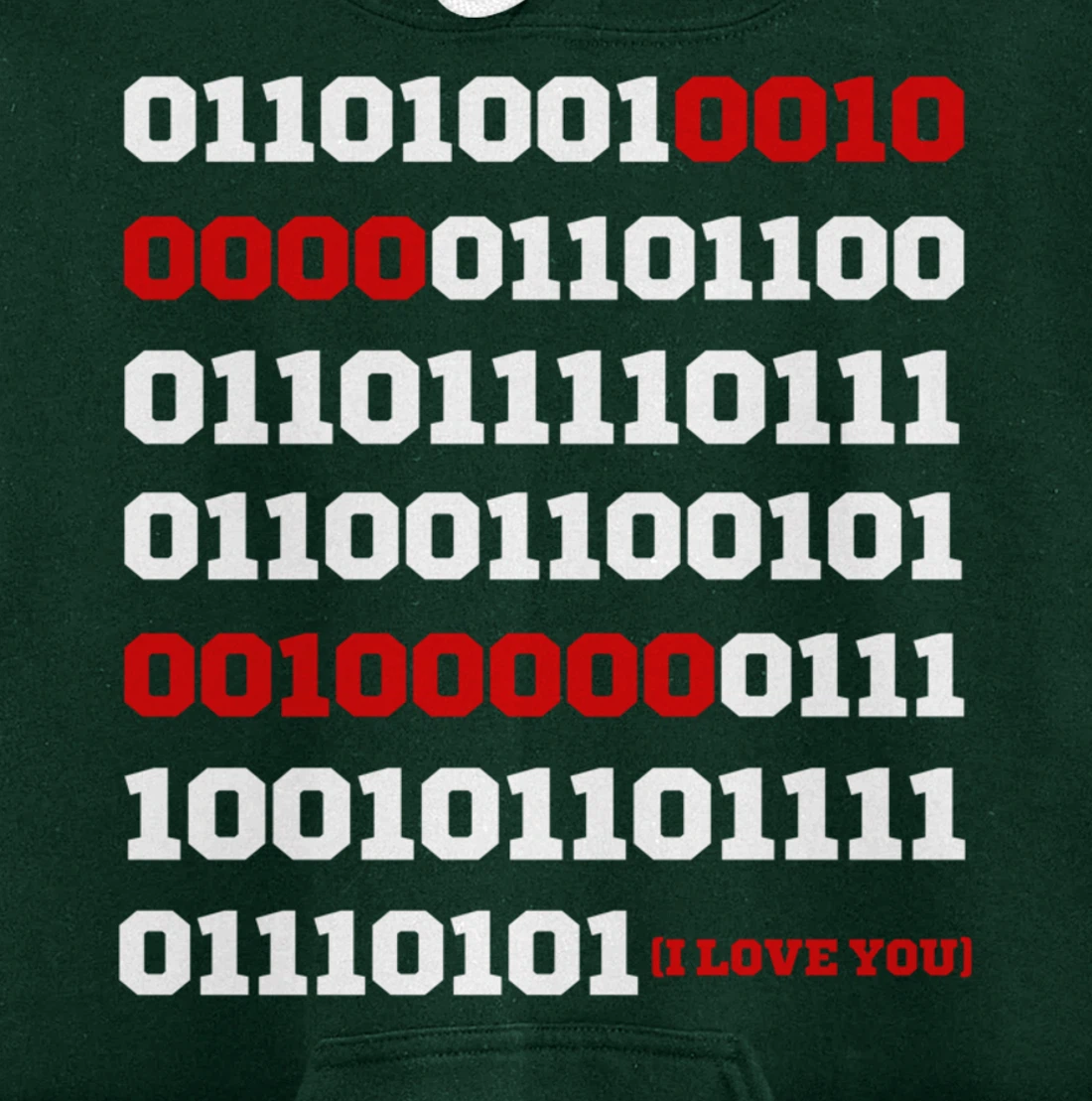Valentines Day I Love You in Binary Code Programming Pullover Hoodie