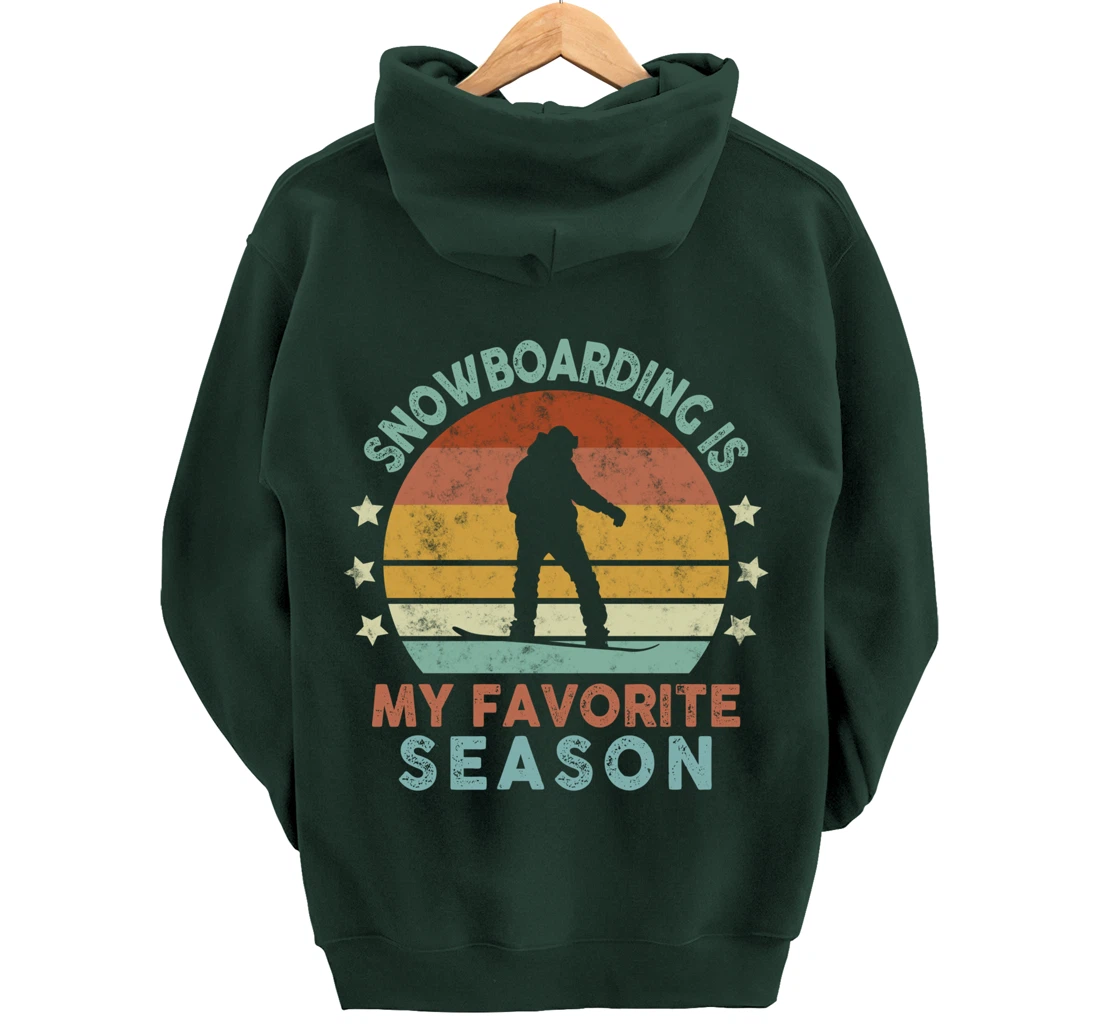 Snowboarding Is My Favorite Season Winter Ice Sports Retro Pullover Hoodie