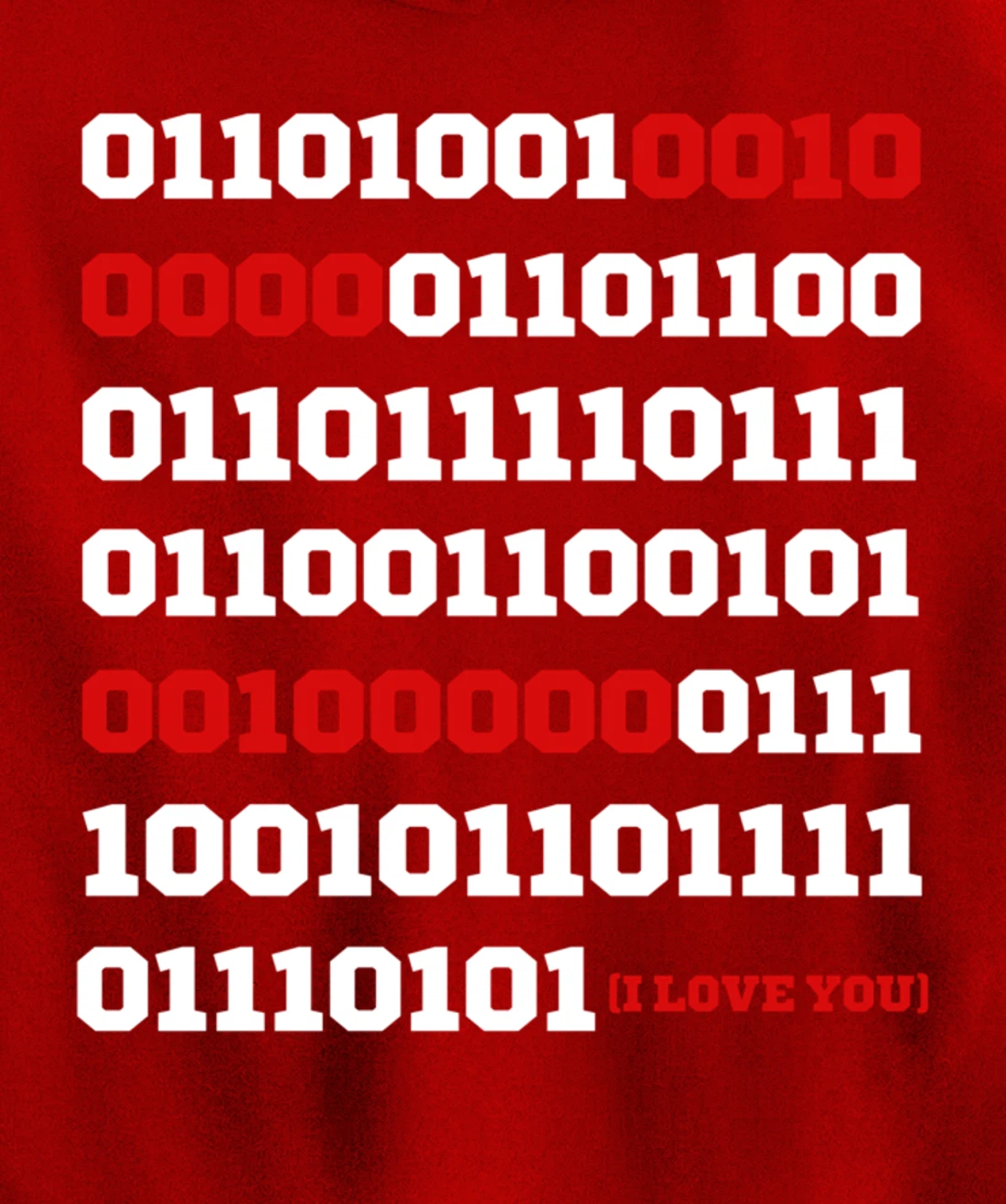 Valentines Day I Love You in Binary Code Programming Pullover Hoodie