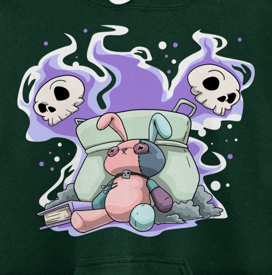 Pastel Goth Bunny Skull Kawaii Pullover Hoodie