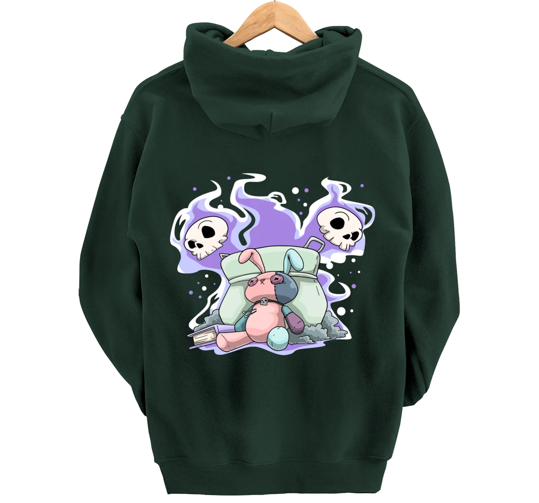 Pastel Goth Bunny Skull Kawaii Pullover Hoodie