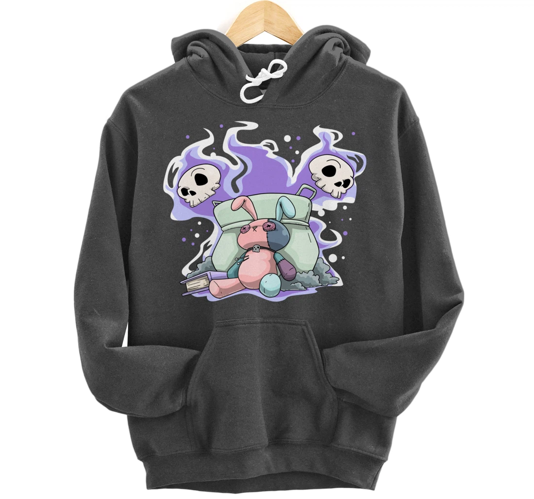 Pastel Goth Bunny Skull Kawaii Pullover Hoodie