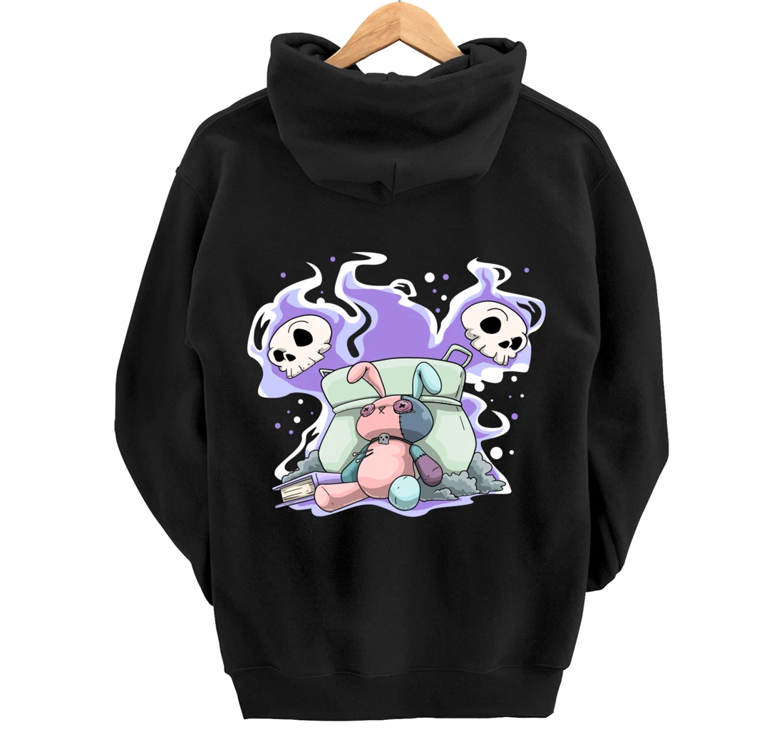 Pastel Goth Bunny Skull Kawaii Pullover Hoodie