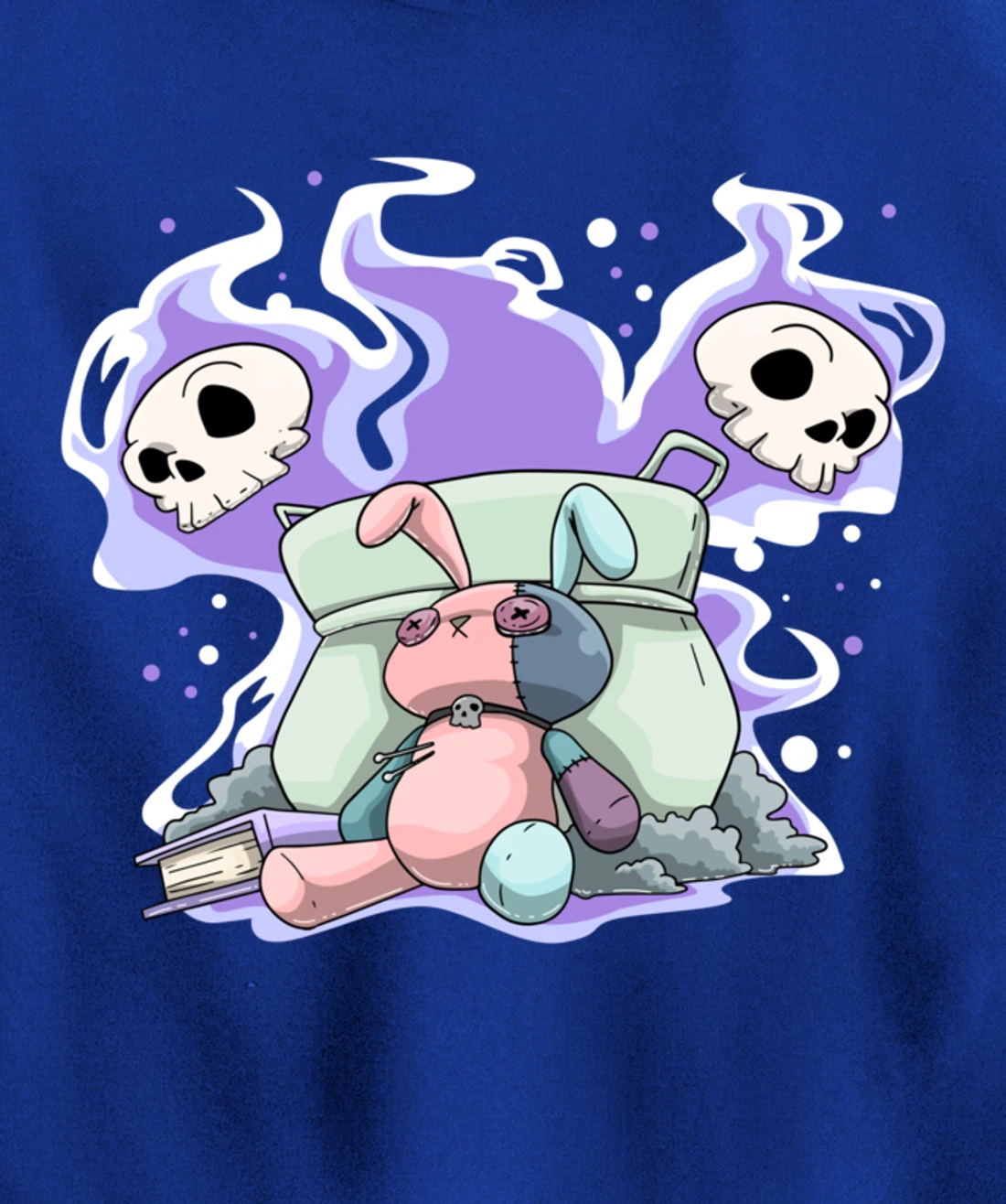 Pastel Goth Bunny Skull Kawaii Pullover Hoodie