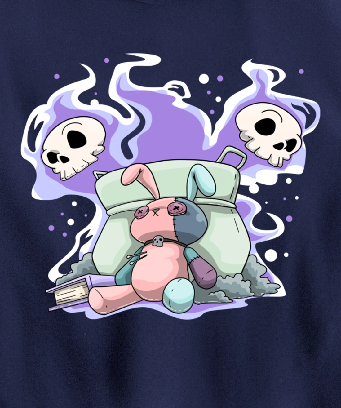 Pastel Goth Bunny Skull Kawaii Pullover Hoodie