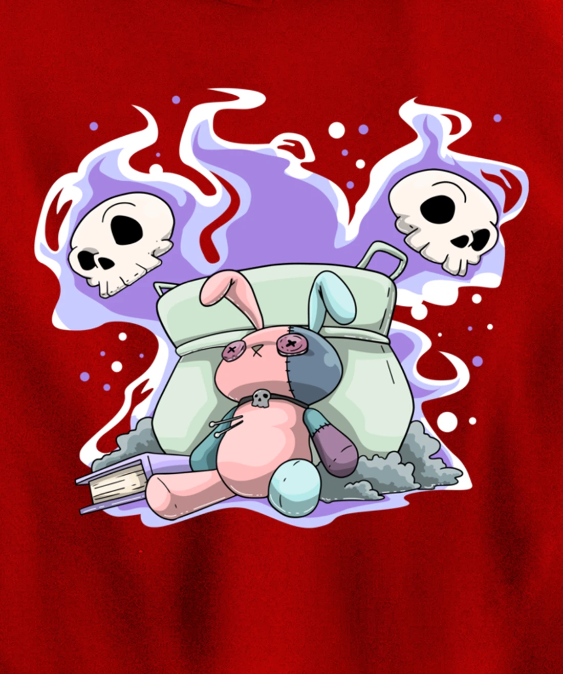 Pastel Goth Bunny Skull Kawaii Pullover Hoodie