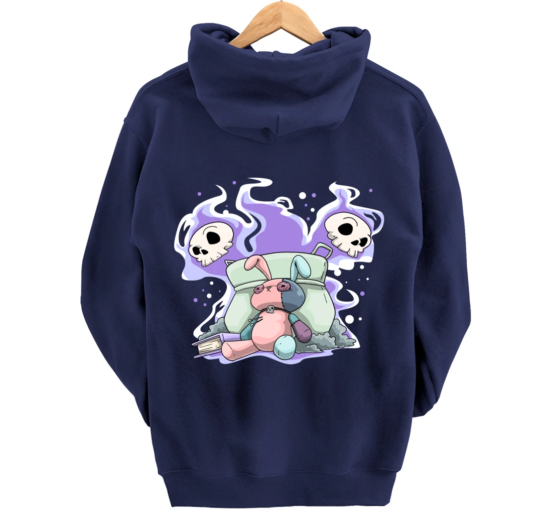 Pastel Goth Bunny Skull Kawaii Pullover Hoodie