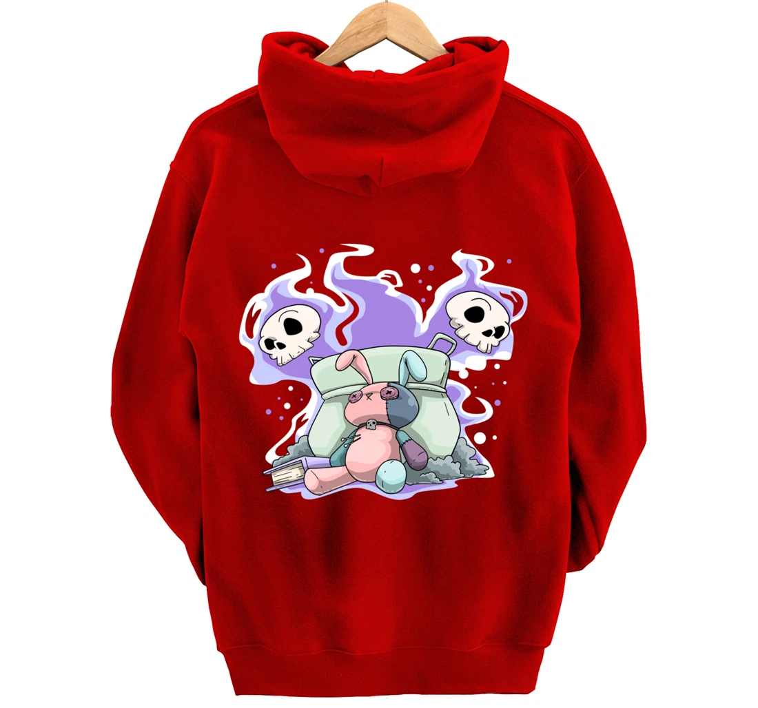 Pastel Goth Bunny Skull Kawaii Pullover Hoodie