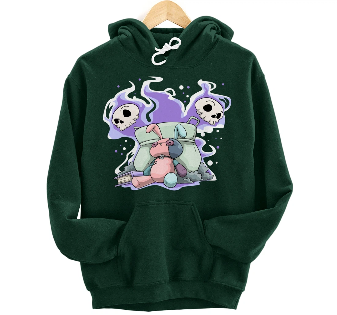 Pastel Goth Bunny Skull Kawaii Pullover Hoodie