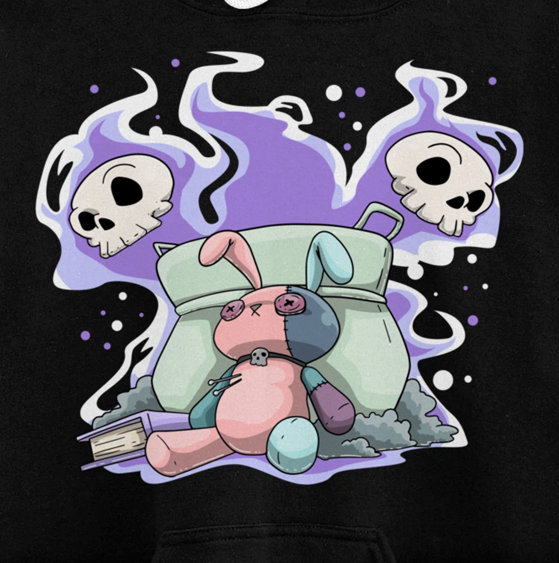 Pastel Goth Bunny Skull Kawaii Pullover Hoodie