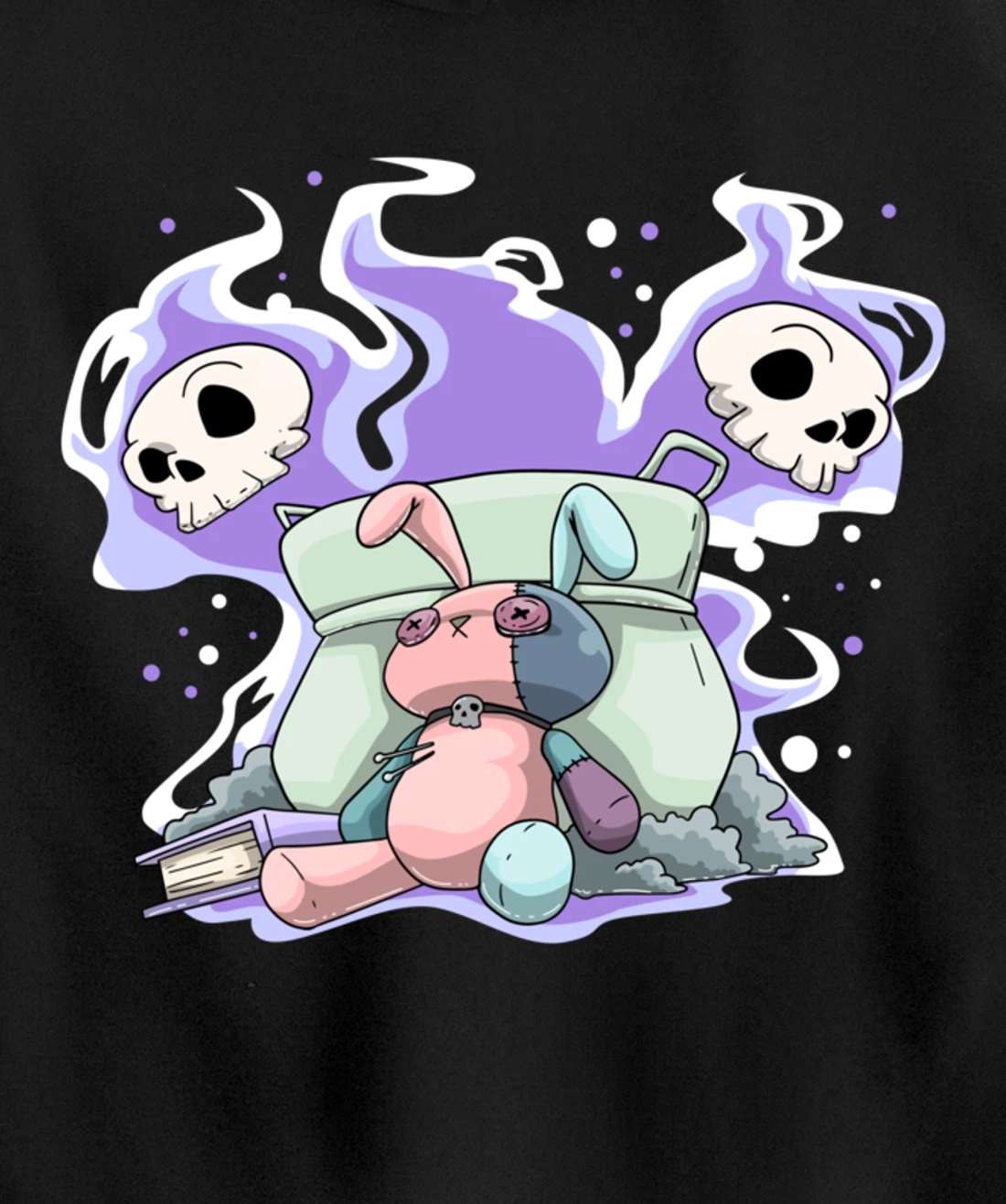 Pastel Goth Bunny Skull Kawaii Pullover Hoodie