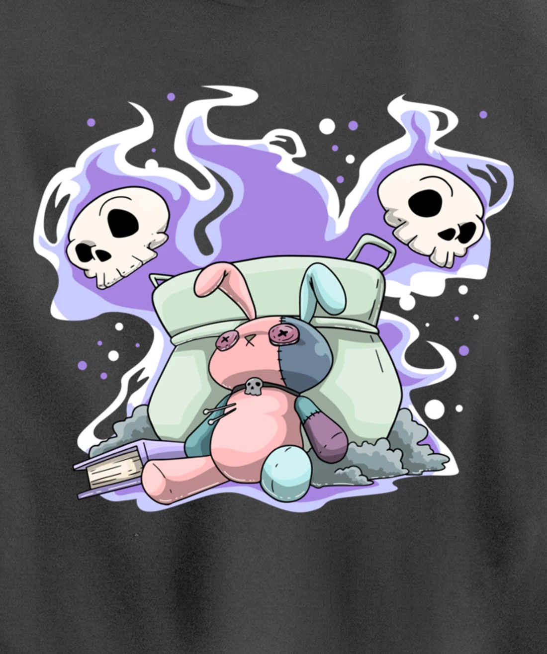 Pastel Goth Bunny Skull Kawaii Pullover Hoodie