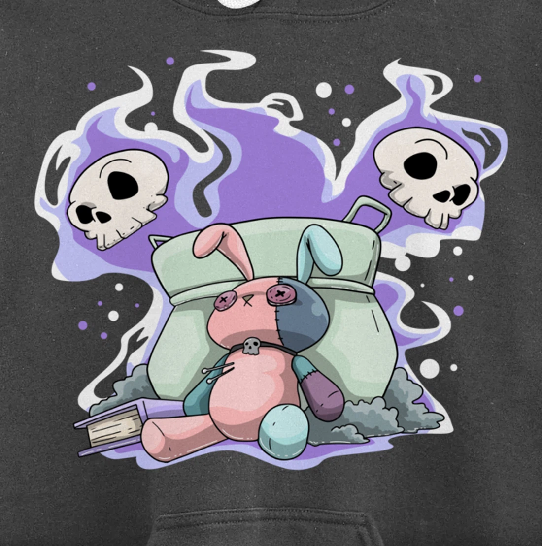 Pastel Goth Bunny Skull Kawaii Pullover Hoodie