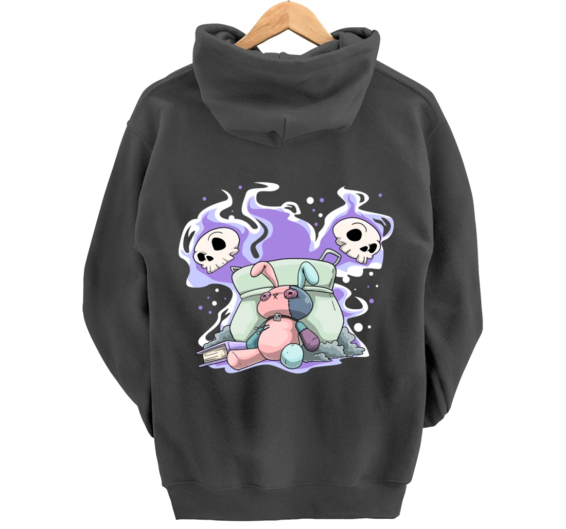 Pastel Goth Bunny Skull Kawaii Pullover Hoodie