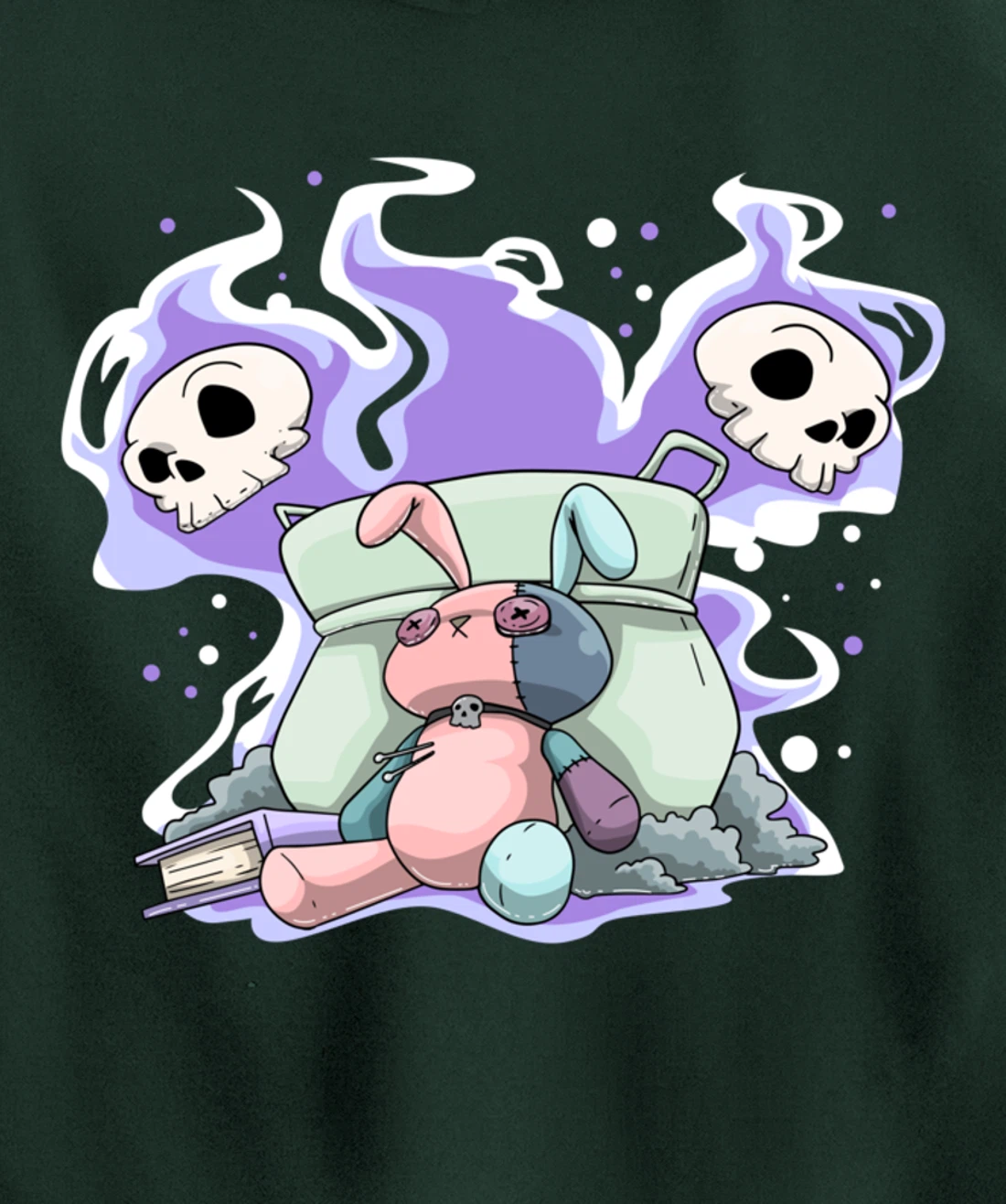 Pastel Goth Bunny Skull Kawaii Pullover Hoodie